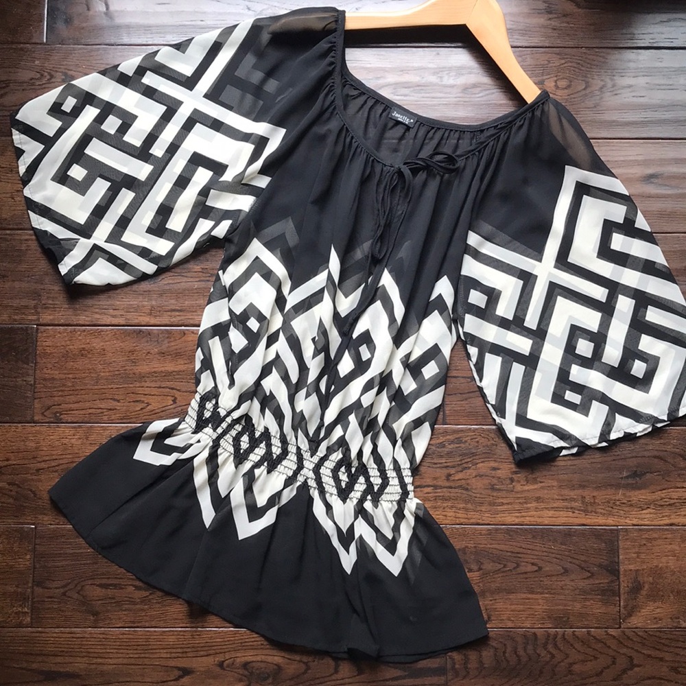 Janette oversized sheer top elastic waist